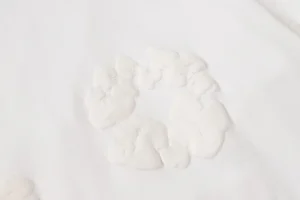 Off-White logo white embossed rubber detail on white fabric material