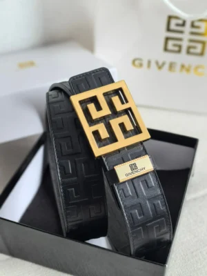 Givenchy belt black leather geometric gold buckle luxury accessory