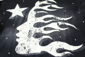 Denim Tears The Cotton Wreath Sweatshirt SS23 black color made from 100% premium cotton with white flame face graphic