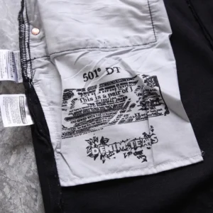 Levi's 501 DT black denim jeans interior label cotton blend material