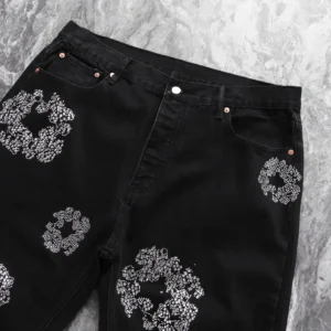 Givenchy jeans black denim crystal rhinestone embellishments luxury streetwear