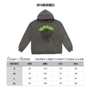 CDIARY SP5 spider hoodie dark gray cotton sweatshirt with spider web graphic and star details