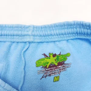 Stray Rats fleece sweatpants medium blue 100% cotton elastic waistband with printed care label