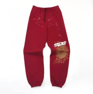 Supreme sweatpants red cotton with gold spider web and star accents
