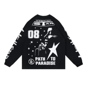 Hellstar Path to Paradise long sleeve graphic shirt black color cotton material
