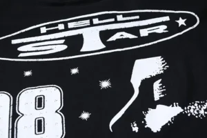 Hellstar 98 graphic black cotton t-shirt with white space-themed print