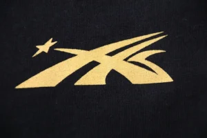 Reebok Classic Vector logo black fabric with gold print detail