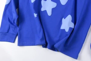 Repsgoat long sleeve shirt blue cotton fabric light blue star pattern casual wear