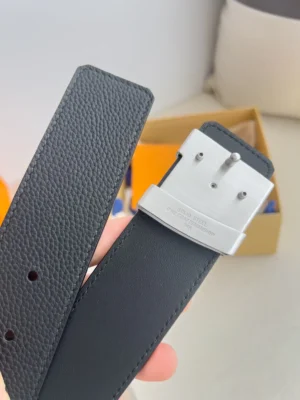 Hermès belt black grained and smooth leather silver solid steel buckle luxury accessory