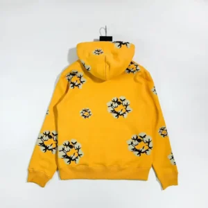 Supreme hoodie yellow cotton fabric all-over floral graphic print back view