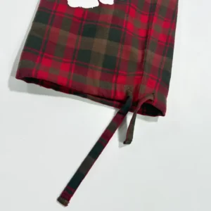 RepsGoat flannel shirt red black brown plaid cotton drawstring hem detail