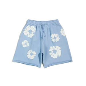 Repsgoat men's shorts blue cotton blend elastic waist floral print casual wear