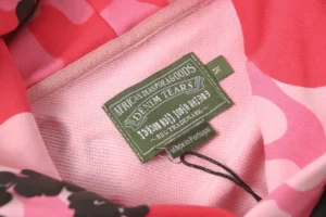 African Diaspora Goods Denim Tears pink camo cotton shirt with brand label and medium size tag
