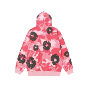 BAPE hoodie pink camo black flower pattern cotton blend pullover with hood