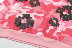 BAPE hoodie pink camo black ape head graphic cotton blend pullover with front kangaroo pocket