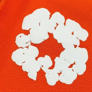 Unknown brand sweatshirt orange cotton fabric with white circular printed design