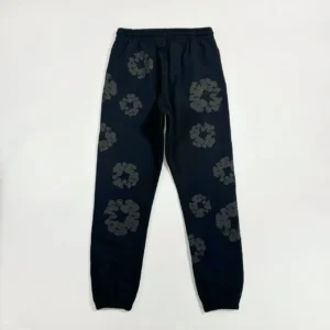 RepsGoat sweatpants black with gray floral pattern elastic waist cotton blend fabric