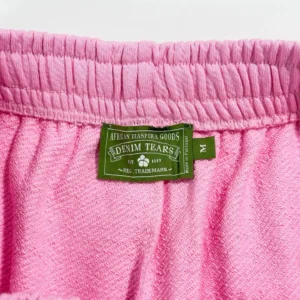 Denim Tears sweatpants medium pink cotton fabric elastic waistband made in Portugal
