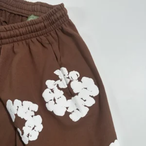 Naden cotton sweatpants brown elastic waist white abstract print cotton material