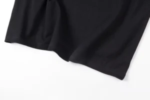 Repsgoat black cotton fabric t-shirt detail showing fine stitching and smooth texture