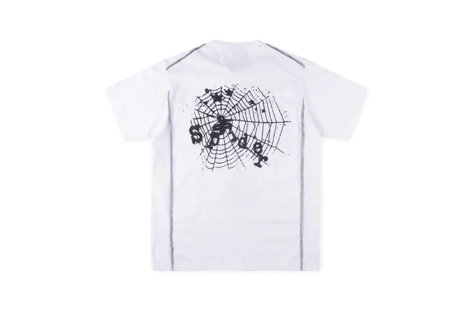 Supreme T-shirt white cotton short sleeve black spiderweb graphic print back