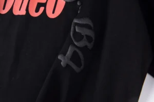 Balenciaga sweatshirt black cotton fabric with red logo and black embroidered sleeve detail