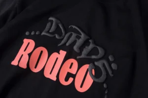 Repsgoat logo black fabric with red and black raised embossed lettering design