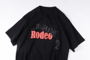 Drew House Rodeo black cotton t-shirt with red and gray graphic print front