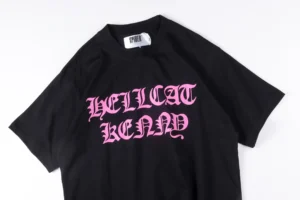 Spider black T-shirt pink Gothic Hellcat Kemp text cotton material