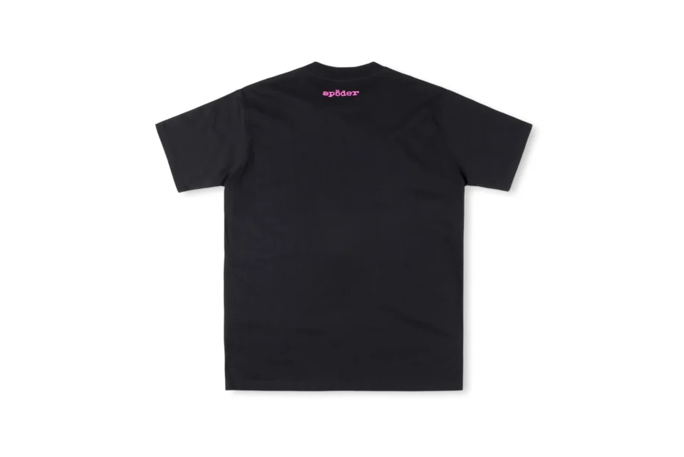 Spider black t-shirt with pink logo cotton short sleeve casual top