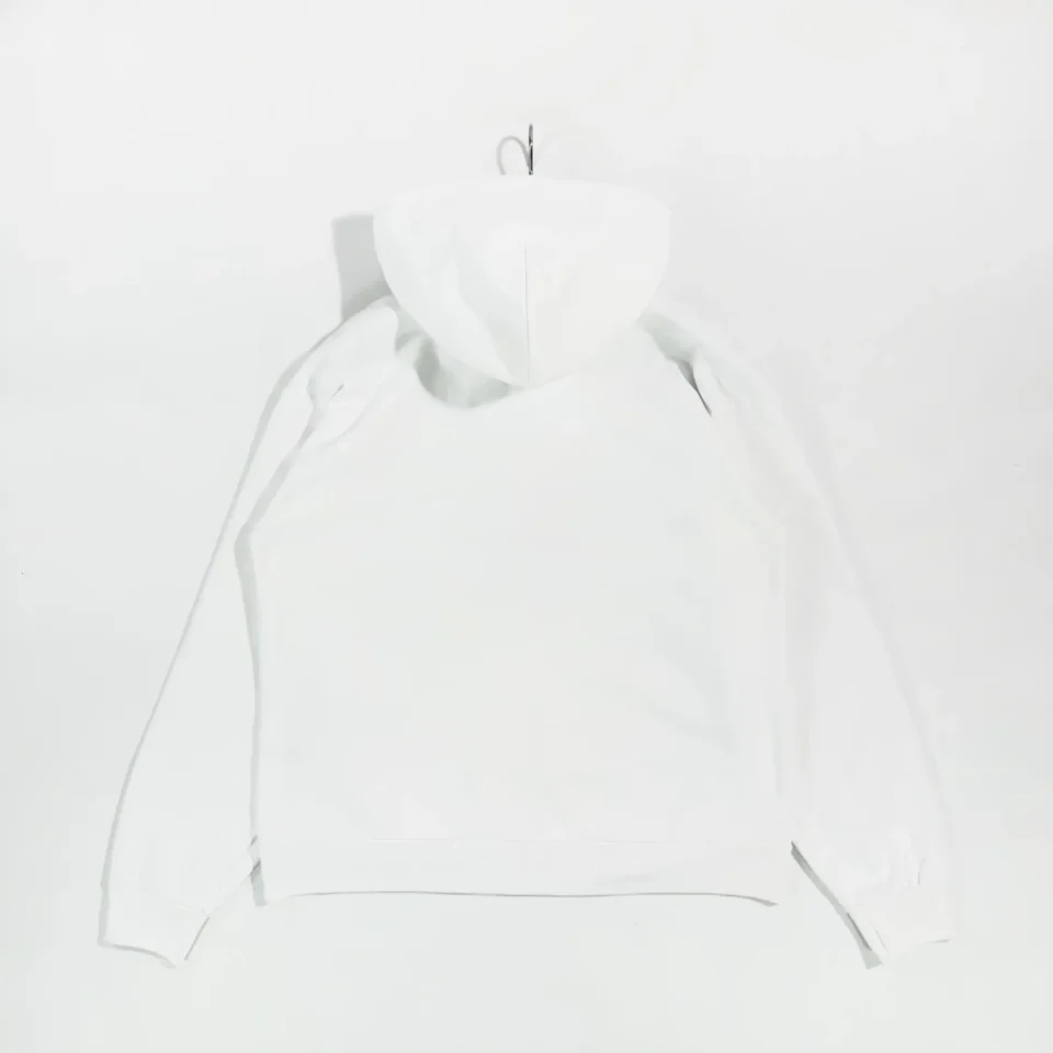 Repsgoat hoodie white cotton fleece pullover with hood and ribbed cuffs and hem