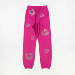 Repsgoat sweatpants pink with silver floral glitter design cotton blend relaxed fit