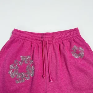 Repsgoat sweatpants pink cotton blend fabric silver rhinestone arrow logo embellishments elastic waistband drawstring