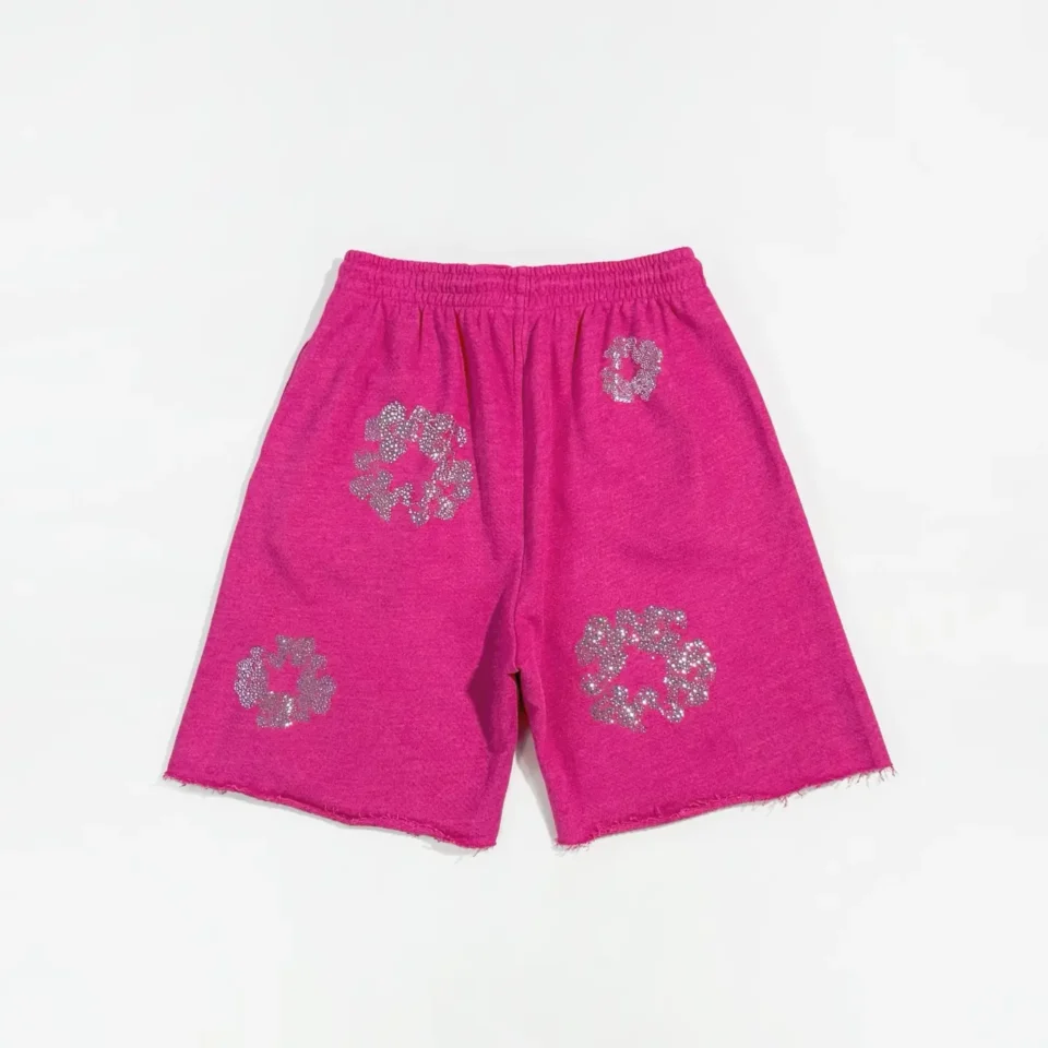 Pink shorts with glittery flower designs