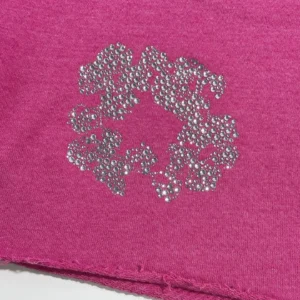 RepsGoat rhinestone logo patch pink cotton fabric accessory with silver crystal embellishments
