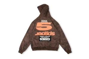 Young Thug SP5DER hoodie featuring a distinctive brown design with large orange "5" and logo, showcased for sale on RepsGoat at .00.