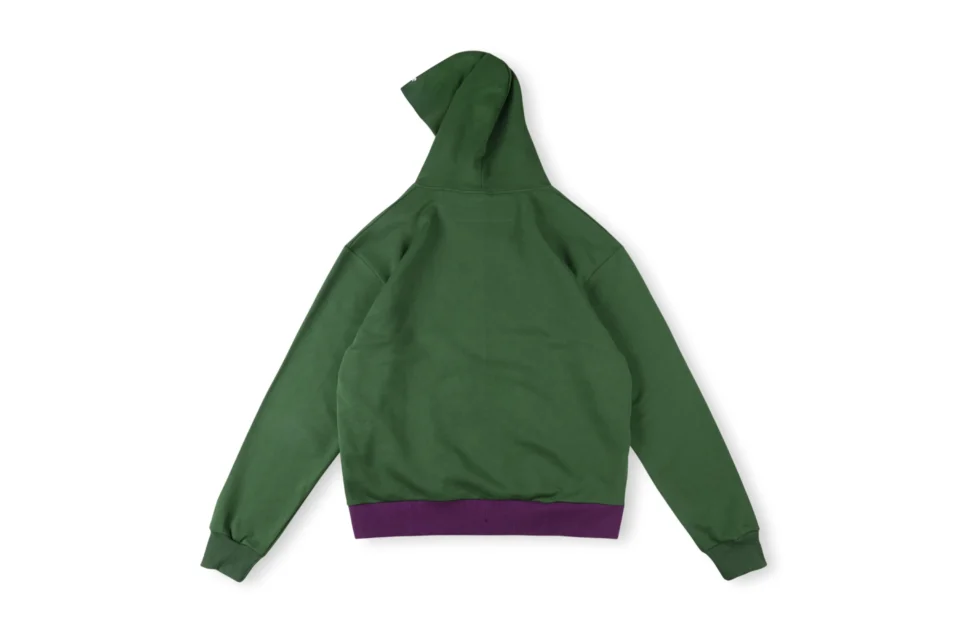 Supreme hoodie green purple cotton blend sweatshirt with hood and ribbed cuffs