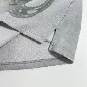 Unknown brand gray sweatshirt fleece interior cotton fabric with detailed hem stitching and side slit