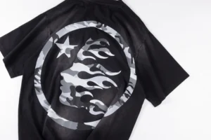 Bape Head Big Camo SS Tee black cotton T-shirt with grey camo printed logo on back