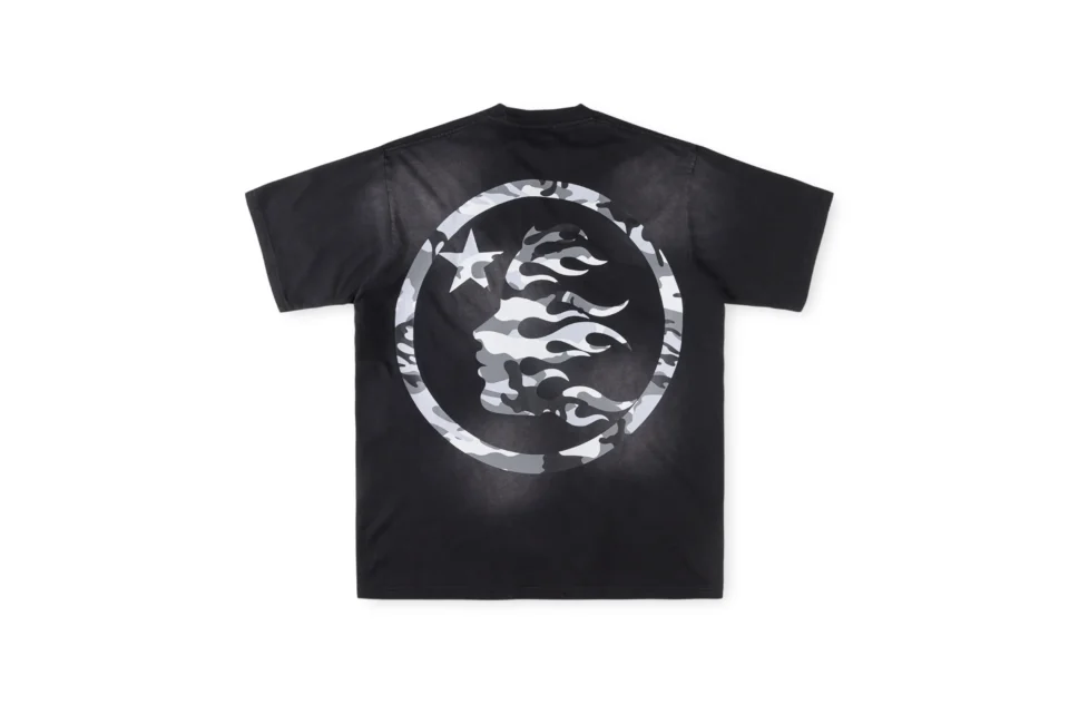 BAPE BAPE HEAD T-shirt black color with grey camo graphic print made from 100% cotton material