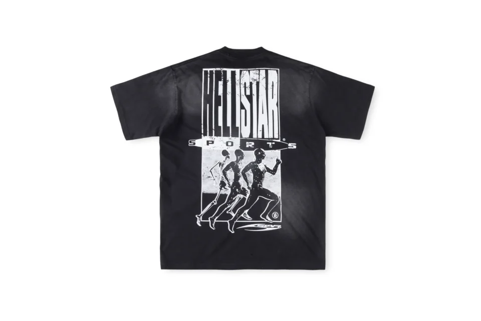 Hellstar Running Man T-Shirt black color cotton material with graphic print on back