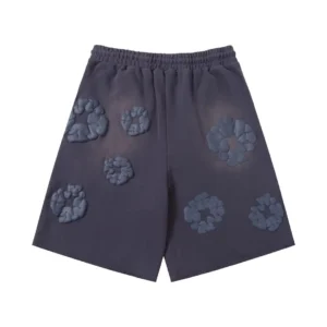 Repsgoat casual shorts dark gray cotton blend fabric with raised circular floral patterns