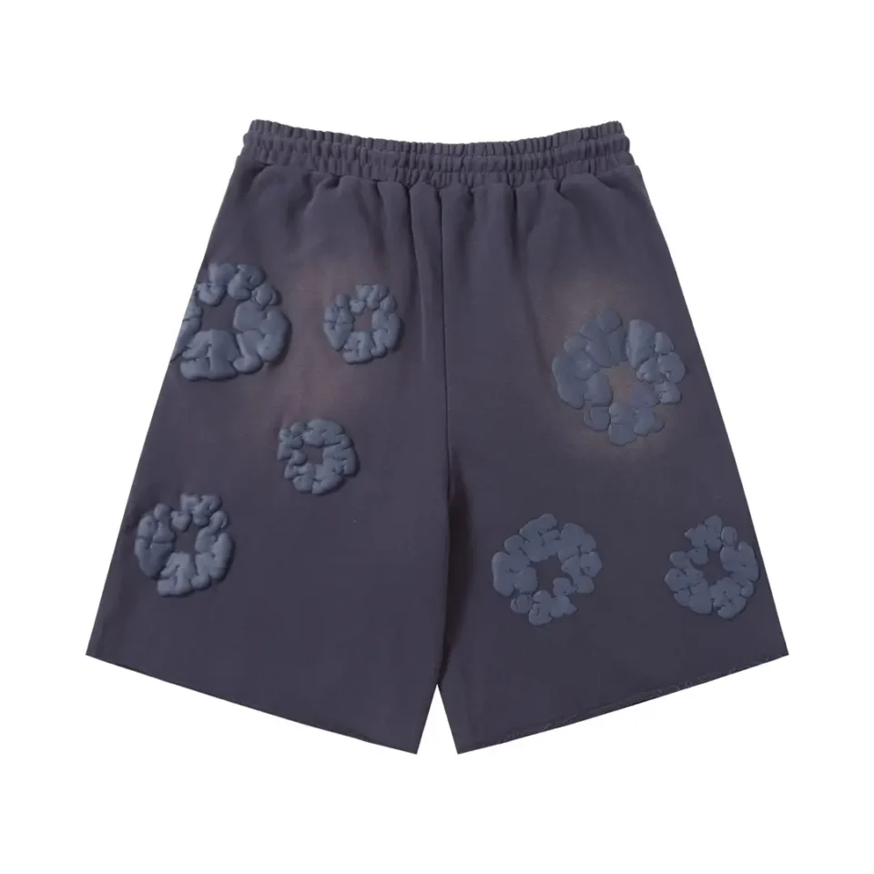 Repsgoat casual shorts dark gray cotton blend fabric with raised circular floral patterns