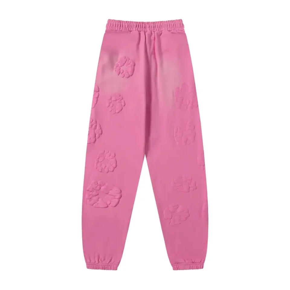 Repsgoat sweatpants pink embossed paw print design soft cotton material elastic waistband and cuffs