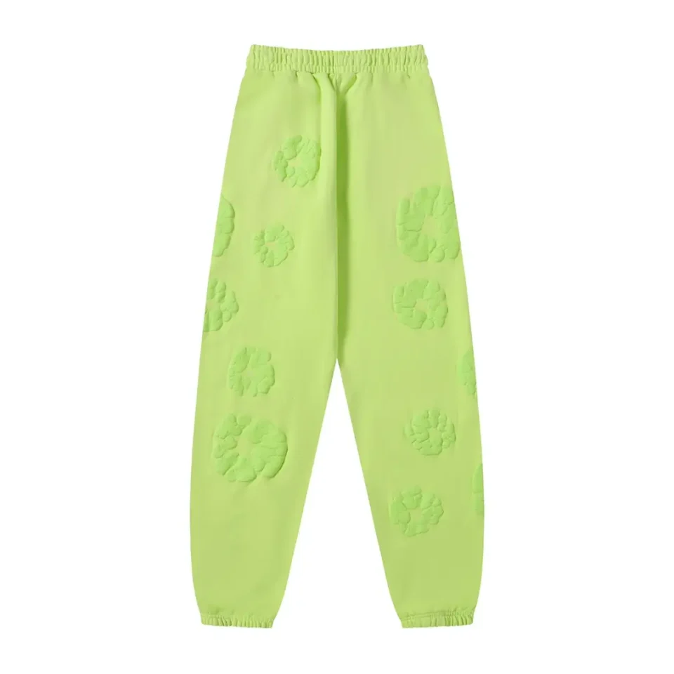 Repsgoat sweatpants neon green fleece track pants with embossed paw print design and elastic waistband and cuffs