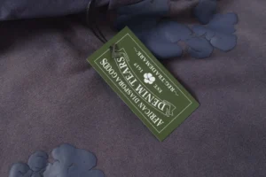 American Denim Tears sweatshirt navy blue cotton with floral applique and branded hang tag