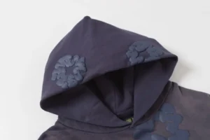 Fear of God Essentials hoodie navy blue cotton fabric raised floral print design