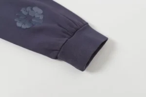 Bape full zip hoodie navy blue cotton blend with ribbed cuff and logo patch on sleeve