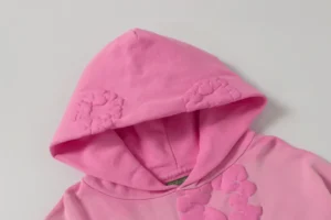 Valentino hoodie pink cotton fabric embossed logo design