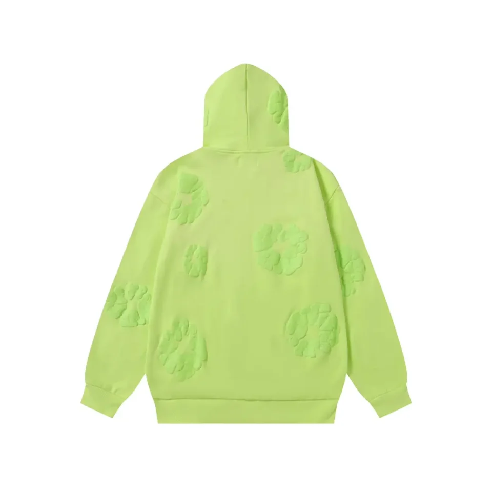 Golf Wang hoodie neon green cotton with raised floral pattern